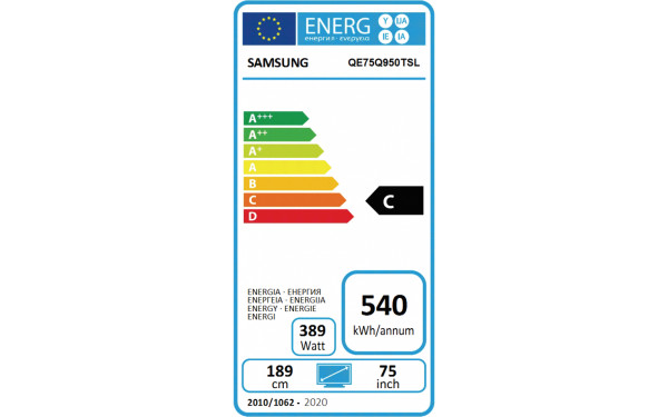 SAMSUNG QE75Q950TSLXXN - &Eacute;tiquette &eacute;nergie