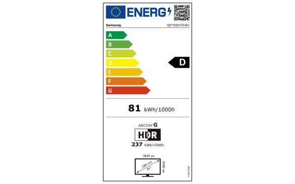 SAMSUNG QE75QN70HAUXXH - &Eacute;tiquette &eacute;nergie v2