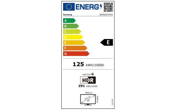 SAMSUNG QE85QN70HAUXZT - &Eacute;tiquette &eacute;nergie v2