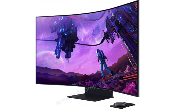 SAMSUNG Odyssey Ark S55BG970NU - Vue 3/4 droite avec pad