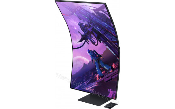SAMSUNG Odyssey Ark S55BG970NU - Vue 3/4 droite en mode portrait avec Ark Dial
