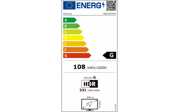 SAMSUNG The Frame TQ65LS03FA - &Eacute;tiquette &eacute;nergie v2