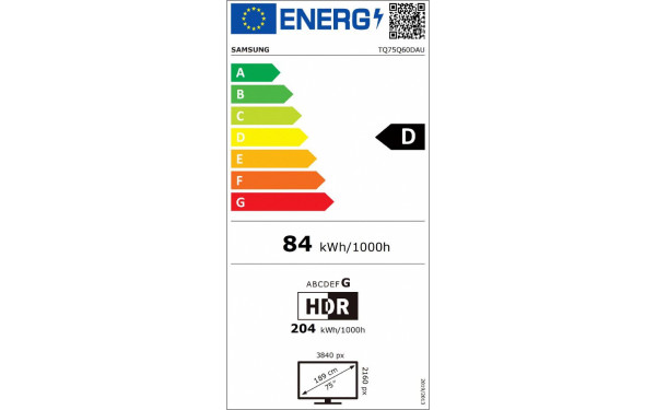 SAMSUNG TQ75Q60D - &Eacute;tiquette &eacute;nergie v2