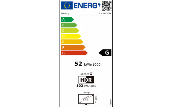 SAMSUNG TU43U7025F - &Eacute;tiquette &eacute;nergie v2