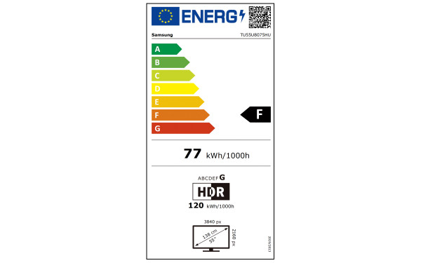 SAMSUNG TU55U8075H - &Eacute;tiquette &eacute;nergie v2