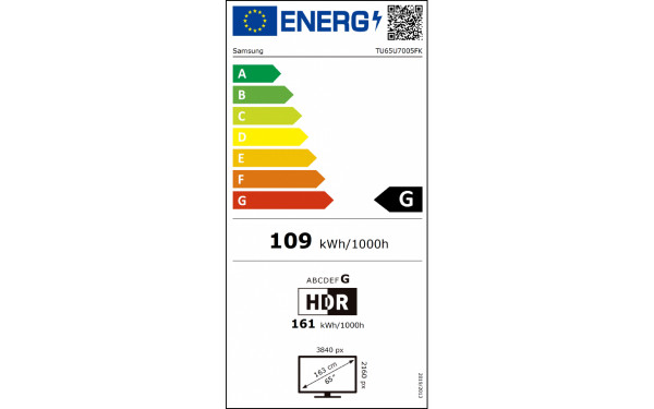 SAMSUNG TU65U7005F - &Eacute;tiquette &eacute;nergie v2
