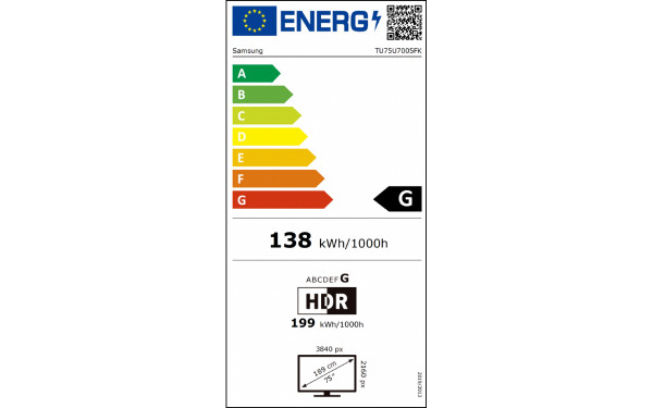 SAMSUNG TU75U7005F - &Eacute;tiquette &eacute;nergie v2