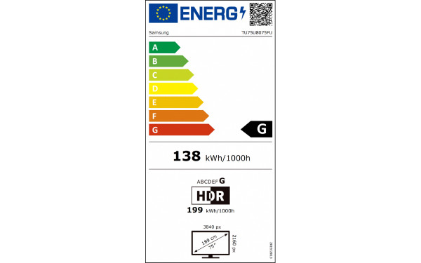 SAMSUNG TU75U8075F - &Eacute;tiquette &eacute;nergie v2