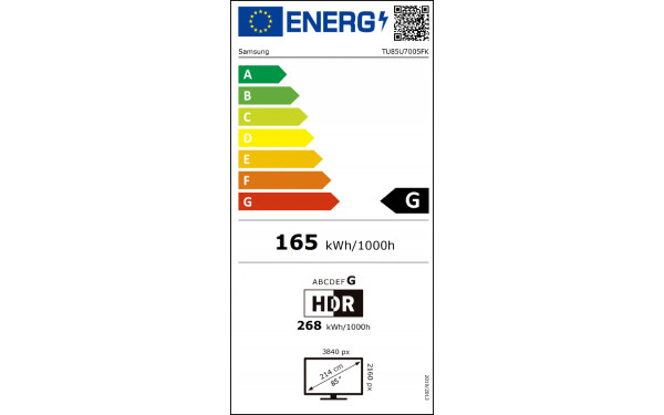 SAMSUNG TU85U7005F - &Eacute;tiquette &eacute;nergie v2