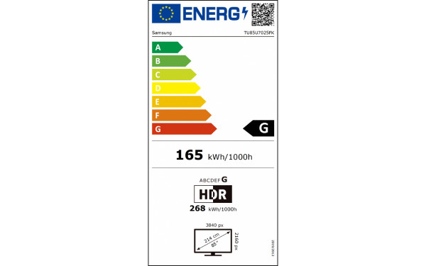 SAMSUNG TU85U7025F - &Eacute;tiquette &eacute;nergie v2