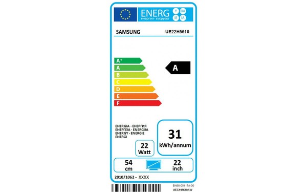 SAMSUNG UE22H5610 - &Eacute;tiquette &eacute;nergie