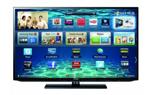 SAMSUNG UE32EH5300WXZG - Vue de face - Menu Smart TV