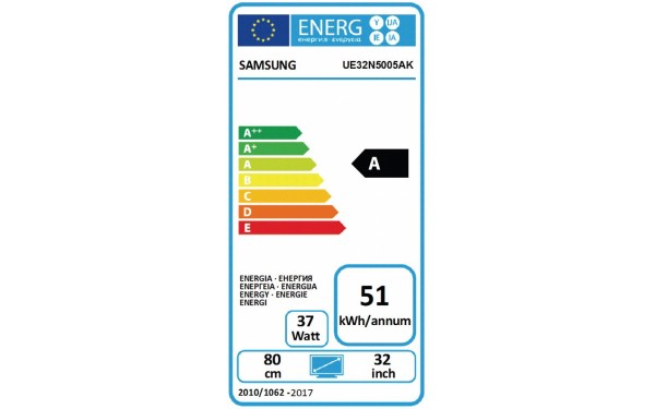 SAMSUNG UE32N5005AKXXC - &Eacute;tiquette &eacute;nergie