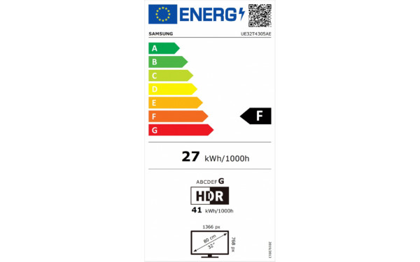 SAMSUNG UE32T4305AE - &Eacute;tiquette &eacute;nergie v2