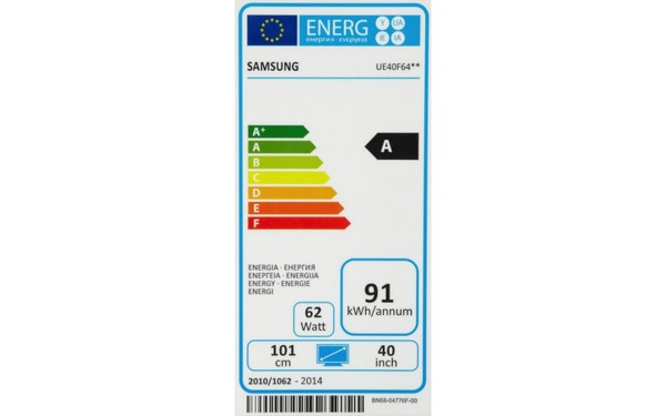 SAMSUNG UE40F6400 - &Eacute;tiquette &eacute;nergie