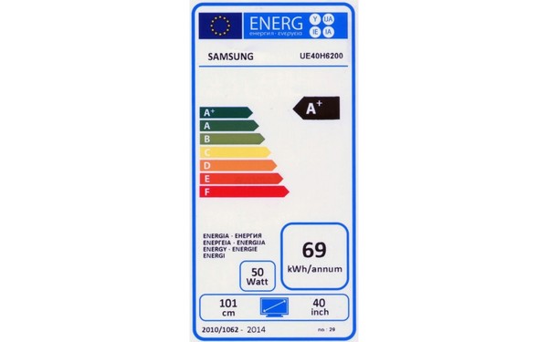 SAMSUNG UE40H6200 - &Eacute;tiquette &eacute;nergie