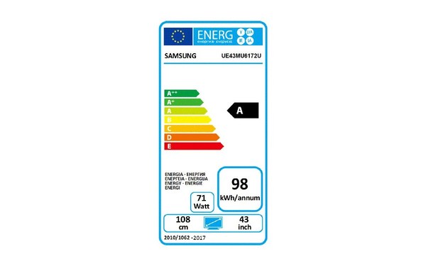 SAMSUNG UE40MU6172UXXH - &Eacute;tiquette &eacute;nergie