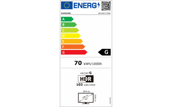 SAMSUNG UE43AU7105 - &Eacute;tiquette &eacute;nergie v2