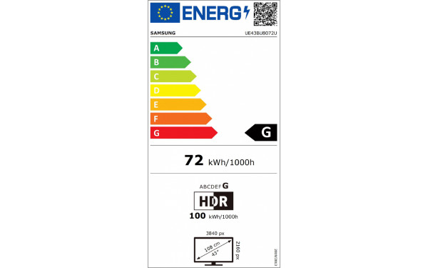 SAMSUNG UE43BU8072UXXH - &Eacute;tiquette &eacute;nergie v2