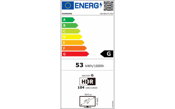 SAMSUNG UE43DU7172UXXH - &Eacute;tiquette &eacute;nergie v2
