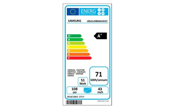 SAMSUNG UE43J5500AKXXC - &Eacute;tiquette &eacute;nergie