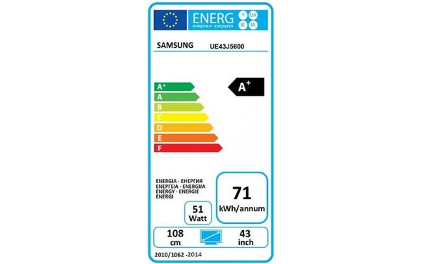 SAMSUNG UE43J5600 - &Eacute;tiquette &eacute;nergie