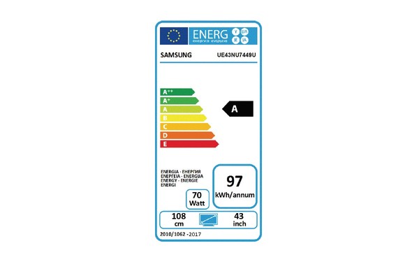 SAMSUNG UE43NU7449UXZG - &Eacute;tiquette &eacute;nergie