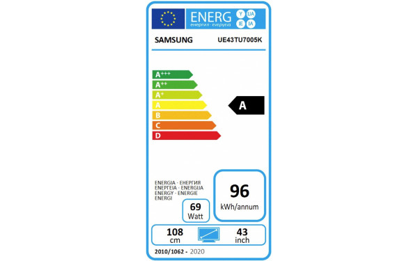 SAMSUNG UE43TU7005 - &Eacute;tiquette &eacute;nergie