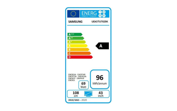 SAMSUNG UE43TU7020WXXN - &Eacute;tiquette &eacute;nergie