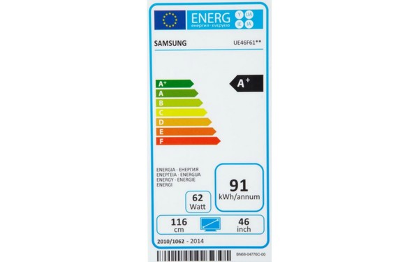 SAMSUNG UE46F6100 - &Eacute;tiquette &eacute;nergie