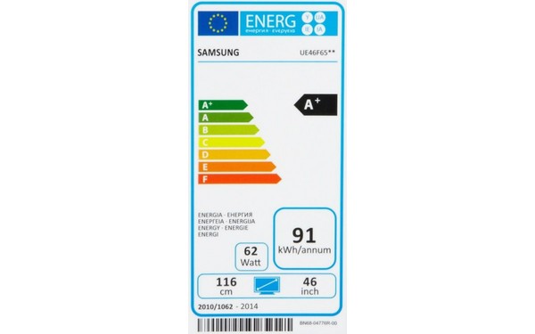 SAMSUNG UE46F6510 - &Eacute;tiquette &eacute;nergie