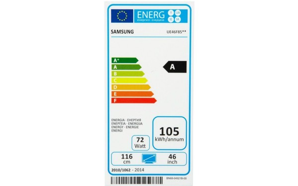 SAMSUNG UE46F8500 - &Eacute;tiquette &eacute;nergie