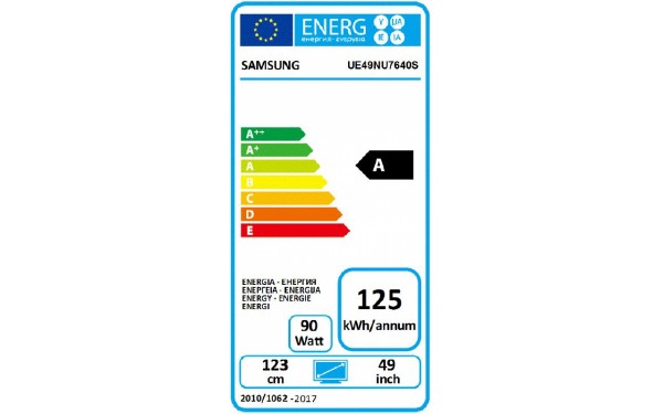 SAMSUNG UE49NU7640SXXN - &Eacute;tiquette &eacute;nergie