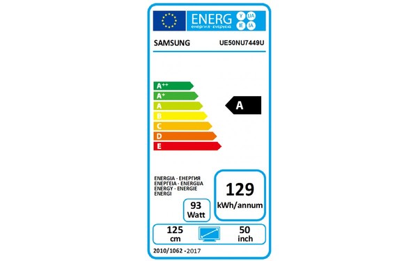 SAMSUNG UE50NU7449UXZG - &Eacute;tiquette &eacute;nergie