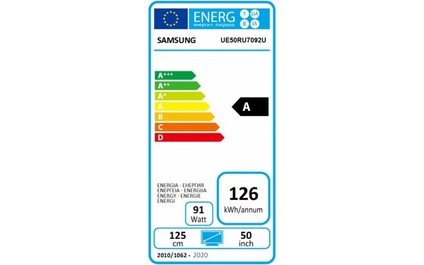 SAMSUNG UE50RU7092UXXH - &Eacute;tiquette &eacute;nergie