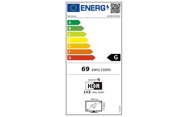 SAMSUNG UE50U7000FUXZT - &Eacute;tiquette &eacute;nergie v2