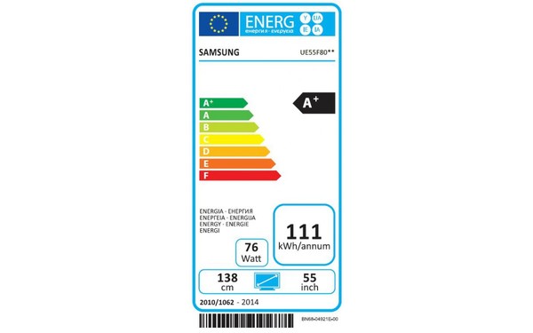 SAMSUNG UE55F8000 - &Eacute;tiquette &eacute;nergie