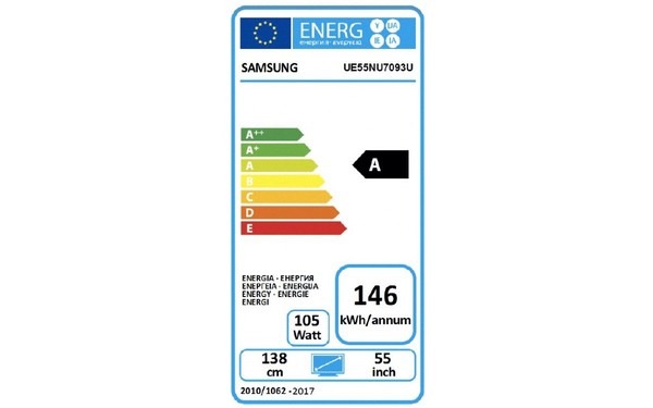 SAMSUNG UE55NU7093UXXH - &Eacute;tiquette &eacute;nergie