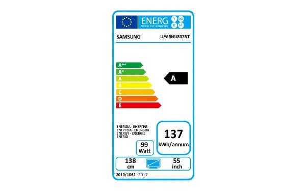 SAMSUNG UE55NU8075TXXC - &Eacute;tiquette &eacute;nergie