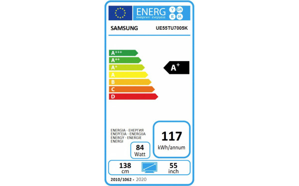 SAMSUNG UE55TU7005 - &Eacute;tiquette &eacute;nergie