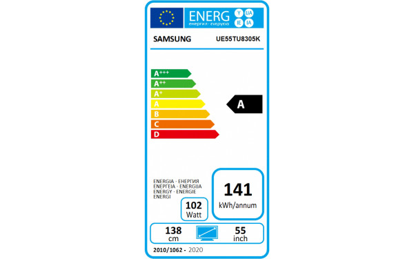 SAMSUNG UE55TU8372UXXH - &Eacute;tiquette &eacute;nergie