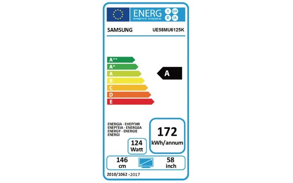 SAMSUNG UE58MU6125 - &Eacute;tiquette &eacute;nergie