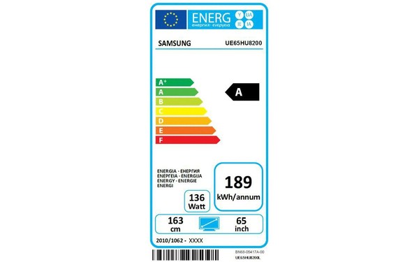 SAMSUNG UE65HU8200 - &Eacute;tiquette &eacute;nergie