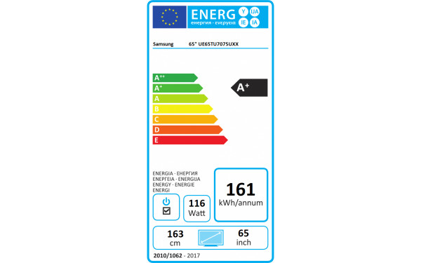 SAMSUNG UE65TU7075 - &Eacute;tiquette &eacute;nergie
