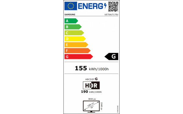 SAMSUNG UE75AU7170UXXN - &Eacute;tiquette &eacute;nergie v2