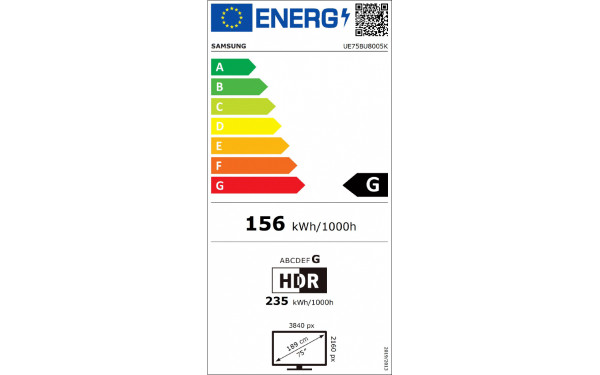 SAMSUNG UE75BU8005 - &Eacute;tiquette &eacute;nergie v2