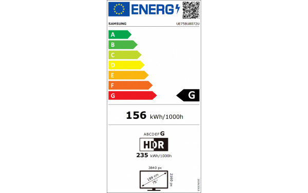 SAMSUNG UE75BU8072UXXH - &Eacute;tiquette &eacute;nergie v2