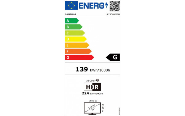 SAMSUNG UE75CU8072UXXH - &Eacute;tiquette &eacute;nergie v2