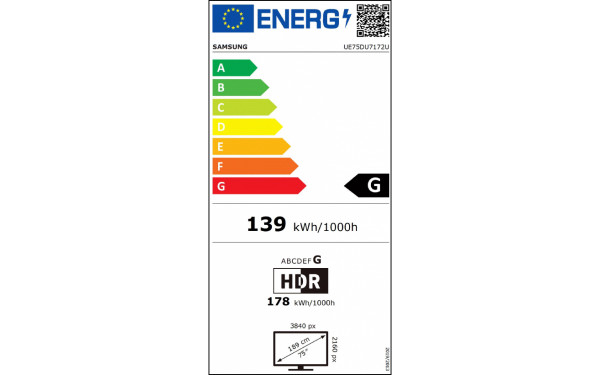 SAMSUNG UE75DU7172UXXH - &Eacute;tiquette &eacute;nergie v2