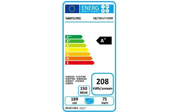 SAMSUNG UE75NU7100WXXN - &Eacute;tiquette &eacute;nergie